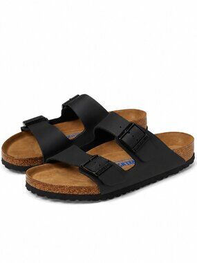 NEW Birkenstock Arizona Soft Footbed Birko-Flor Black Sandals